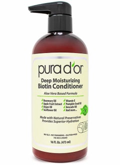 Pura d'or PURA D'OR Deep Moisturizing Biotin Conditioner (16oz) Thickens, Softens, & Moisturizes Dry, Frizzy, Damaged Hair w/Argan Oil, Pumpkin, Rosemary, Honeysuckle, Vitamin E, Men Women 