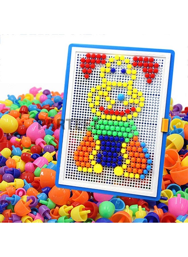 بارتيت مكعبات بناء أظافر إبداعية | أظافر ملونة | لعبة تعليمية للأطفال على شكل لوحة مثقبة (متعددة الألوان) - Image 3