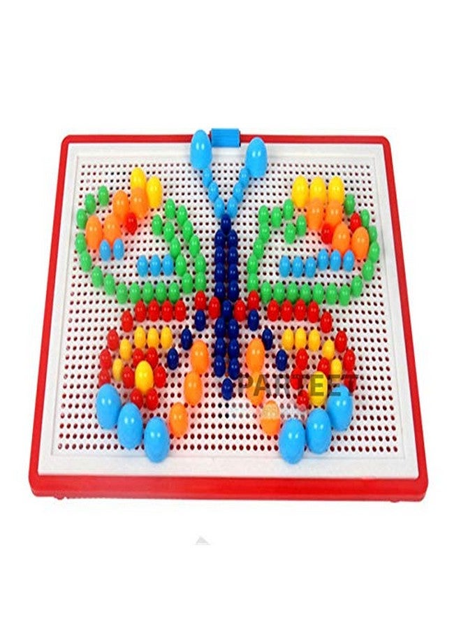 بارتيت مكعبات بناء أظافر إبداعية | أظافر ملونة | لعبة تعليمية للأطفال على شكل لوحة مثقبة (متعددة الألوان) - Image 1