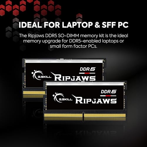 G.SKILL Ripjaws DDR5 SO-DIMM Series DDR5 RAM 64GB (2x32GB) 5600MT/s CL40-40-40-89 1.10V Unbuffered Non-ECC Notebook/Laptop Memory SO-DIMM (F5-5600S4040A32GX2-RS) - Image 3