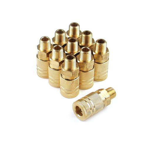 Primefit IC1414MB6-B10-P 1/4-Inch 6-Ball Brass Male Industrial Coupler Contractor Pack, 10-Piece - Image 1