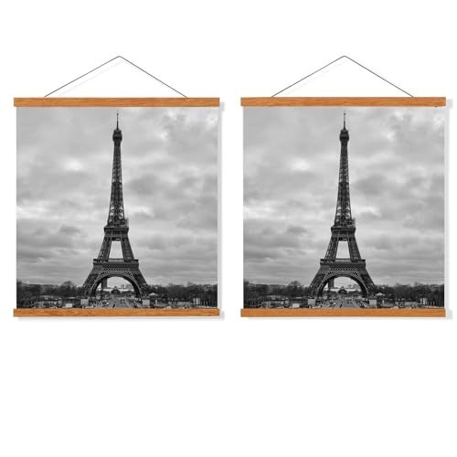 FALAMON 2 Pack Magnetic Poster Hanger Frame, 12x16 12x18 12x24 Teak Wood Magnet Poster Frame for Hanging Posters, Prints, Photos, Pictures, Maps, Scrolls, and Canvas Artwork - Image 1