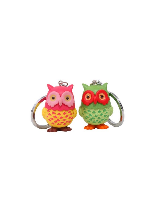 RainSound Cute Owl Design 3D Keychain and Bag Hanging Accessories (Green, Pack of 2) - Image 1