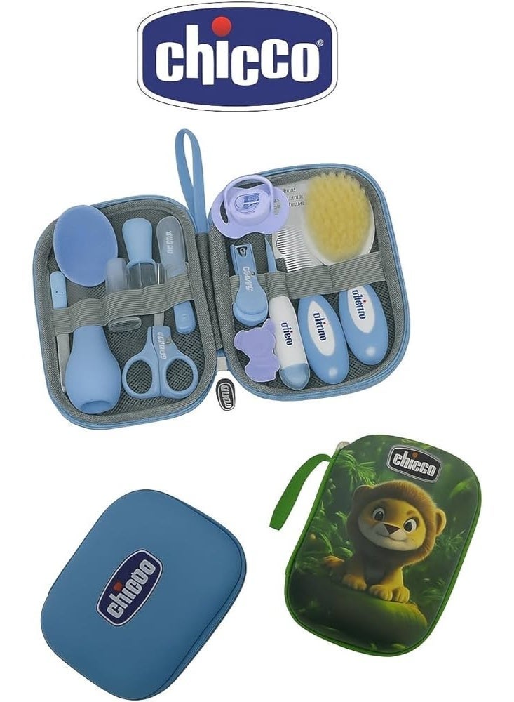 Chicco 13-Pcs Baby Grooming Kit for Newborn Boys - Blue Essential Health Care Set Includes Nail Clipper, Scissors, Brush, Comb & Nasal Aspirator. - Image 1
