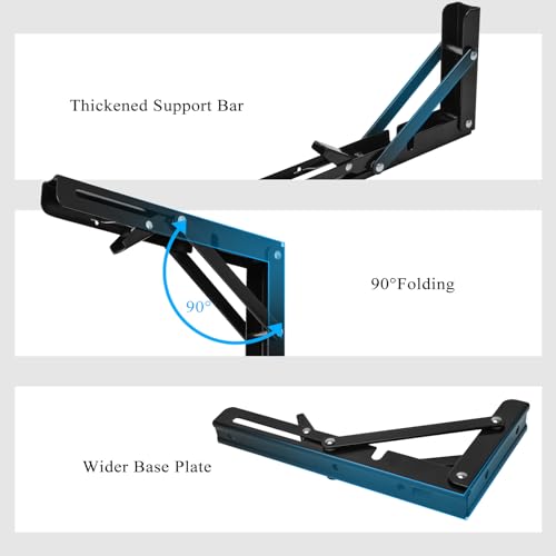 Ozzagar Folding Shelf Brackets 10 Inch, 2pcs Heavy Duty Shelves Bracket Stainless Steel Wall Foldable Shelf Bracket for Table Tops Folding Table Wall Table, Space-Saving, Load Capacity: 50kg / 110lb - Image 5