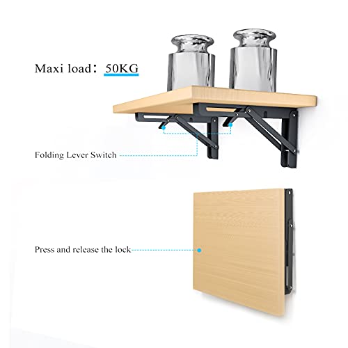 Ozzagar Folding Shelf Brackets 10 Inch, 2pcs Heavy Duty Shelves Bracket Stainless Steel Wall Foldable Shelf Bracket for Table Tops Folding Table Wall Table, Space-Saving, Load Capacity: 50kg / 110lb - Image 4