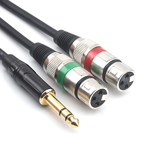 SiYear 6.35mm (1/4inch) TRS Male Plug to Dual XLR Female Microphone Stereo Unbalanced Audio Converter Adapter Y Splitte Cable Cord （1.5Meters - Image 1