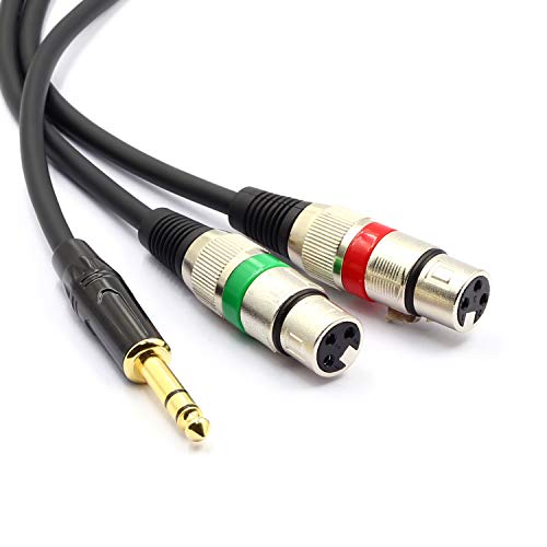 SiYear 6.35mm (1/4inch) TRS Male Plug to Dual XLR Female Microphone Stereo Unbalanced Audio Converter Adapter Y Splitte Cable Cord （1.5Meters - Image 2