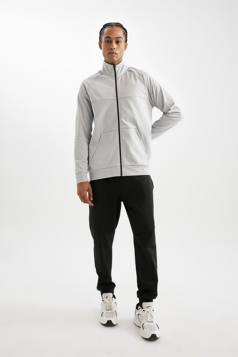 DeFacto Grey Man DeFactoFit Standard Fit Zippered Scuba Fabric Cardigan Casual - Image 2