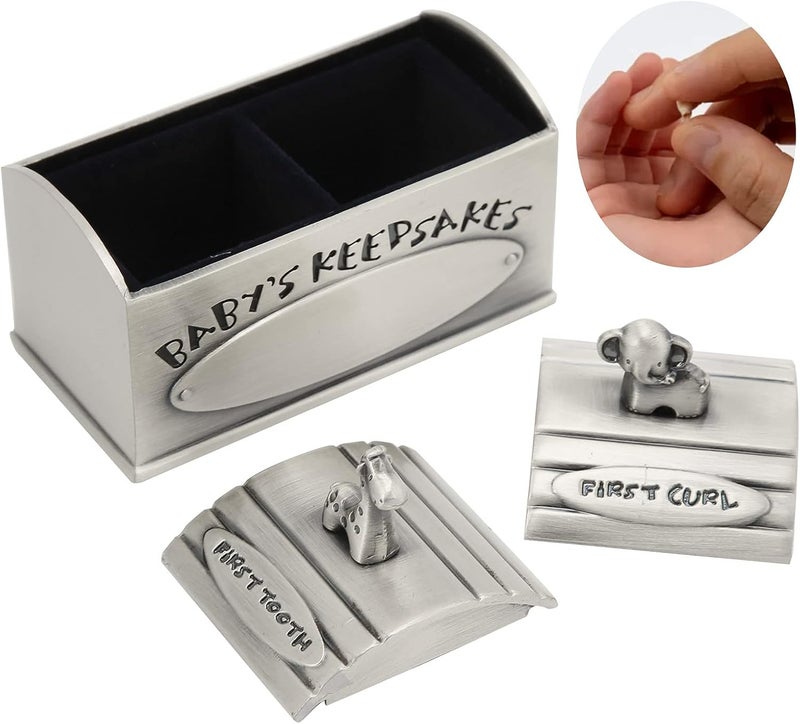 Ymiko Baby Keepsake Box Box Kids Tooth Storage Holder Organizer European Beautiful Appearance Tooth Fairy Gifts for Little Children to Keep The Childhood Memory Antique Silver - Image 3