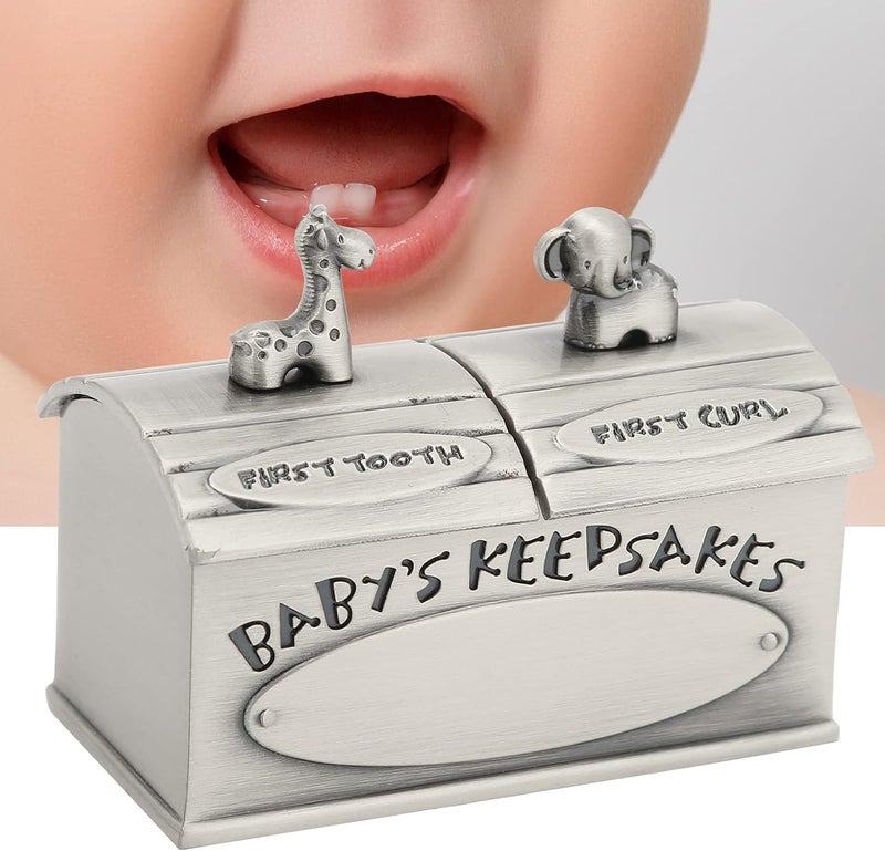 Ymiko Baby Keepsake Box Box Kids Tooth Storage Holder Organizer European Beautiful Appearance Tooth Fairy Gifts for Little Children to Keep The Childhood Memory Antique Silver - Image 4