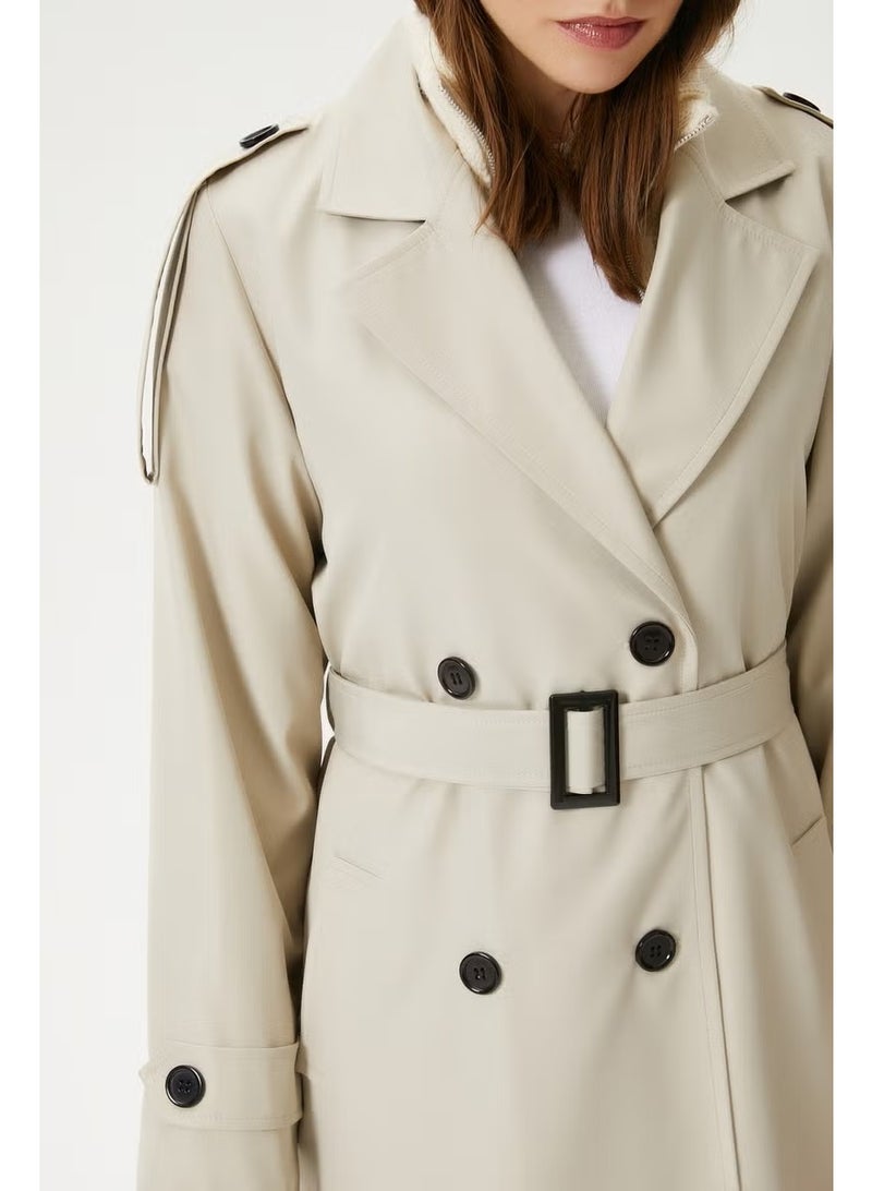 Ritnice Women Detroit Lined Epaulette Detailed Long Stone Trench Coat - Image 2