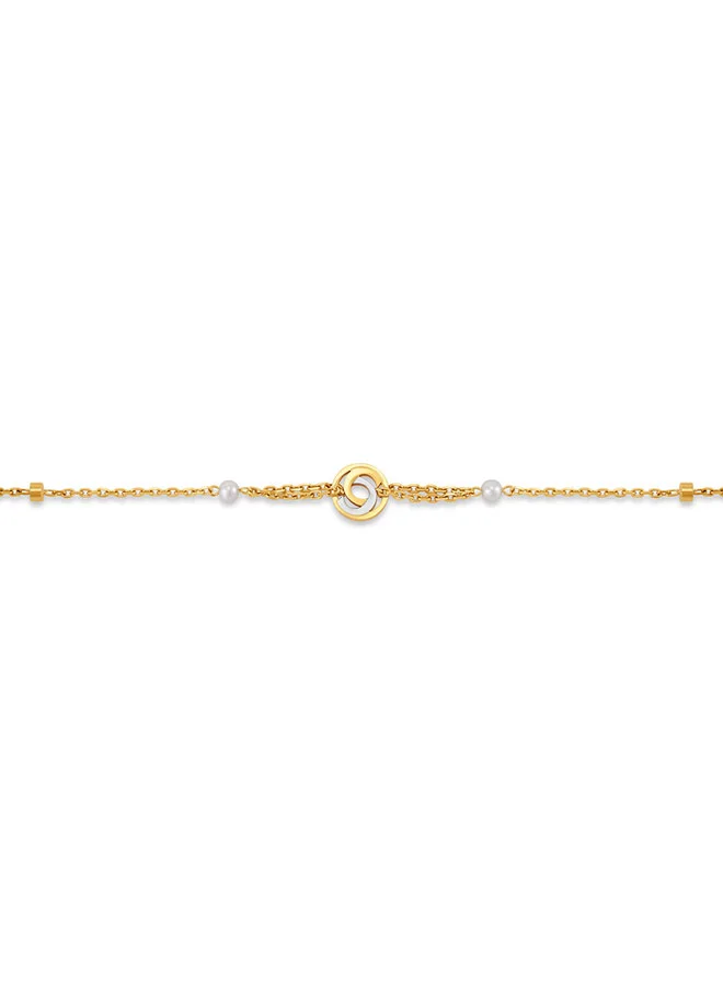 شيروتي 1881 Celeste Gold Double-Chain Bracelet with Pearls & Double C Charms Women