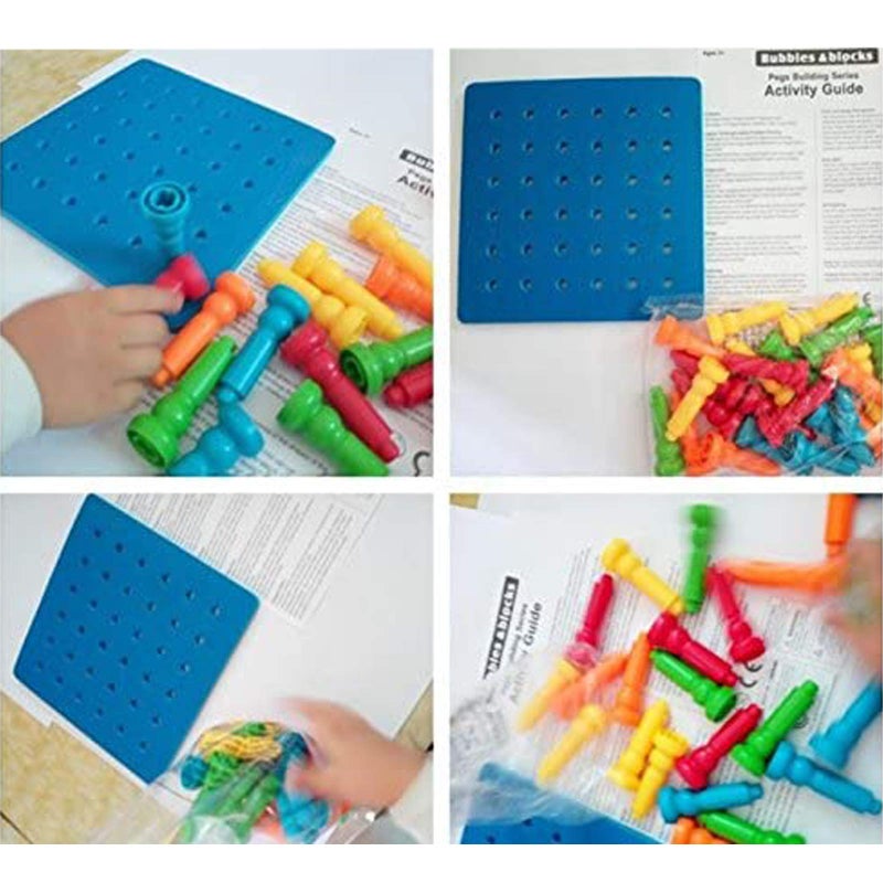 VIPAMZ Peg Board Set Toys-Montessori Occupational Therapy Fine Motor Skills Toy, Suitable for Toddlers and Preschoolers Over 3+ Year Old. 25 Tall-Stacker Pegs Rubber 8" Pegboard - Image 5