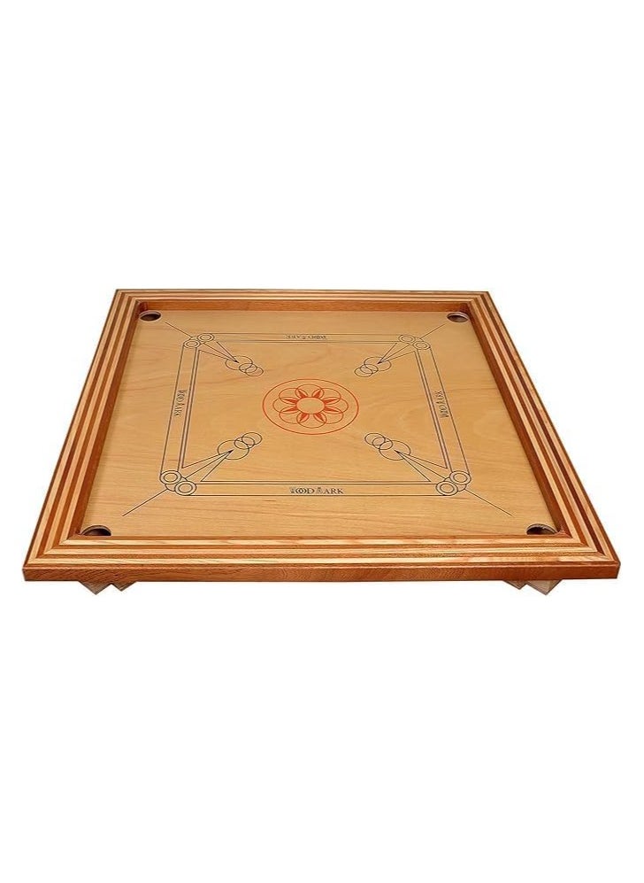 البدر - لعبة لوحية كيرم من البدر, خشبية, بعدة أحجام مع أحجار اللعب ومضرب رخامي عالي الجودة صنع في باكستان (خشب عالي الجودة) - Image 1