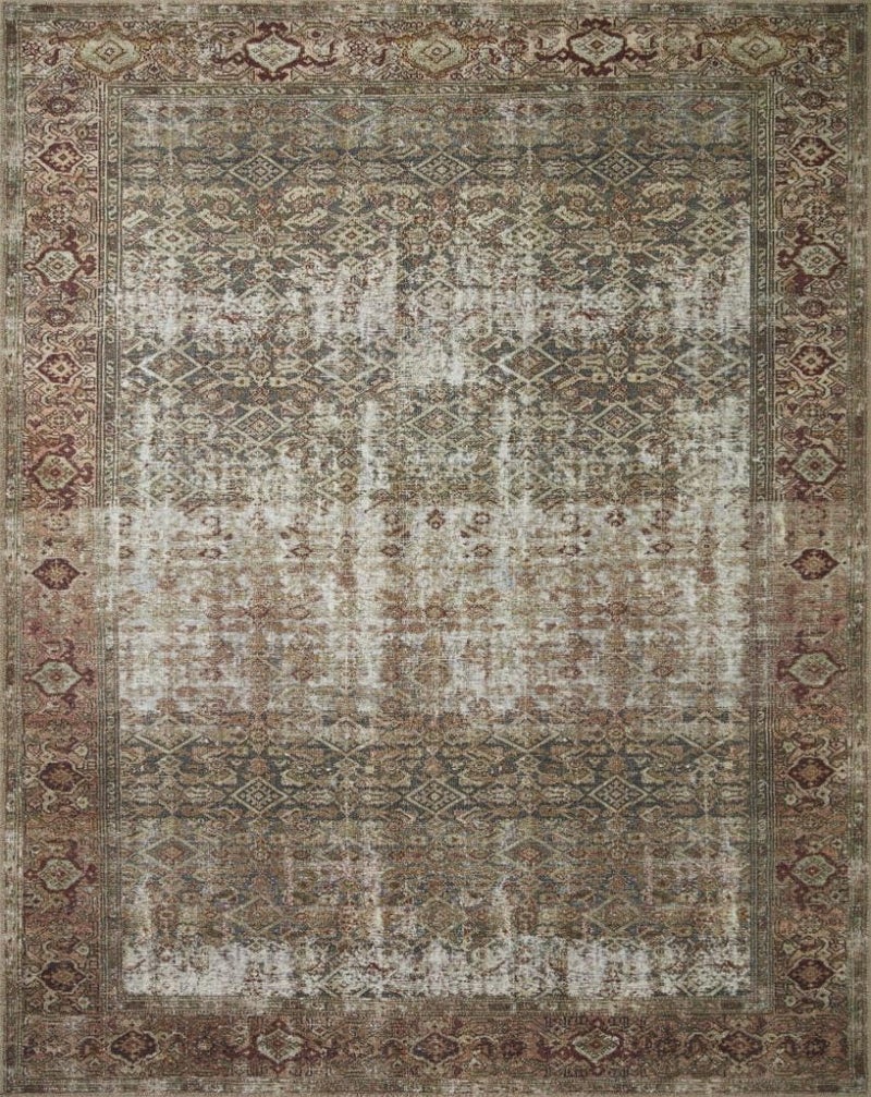 Loloi Amber Lewis Georgie Collection GER-07 Moss/Salmon 7'-6" x 9'-6", .19" Pile Height, Area Rug - Image 3