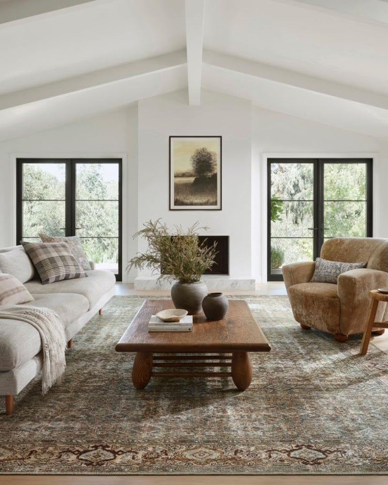 Loloi Amber Lewis Georgie Collection GER-07 Moss/Salmon 7'-6" x 9'-6", .19" Pile Height, Area Rug - Image 1