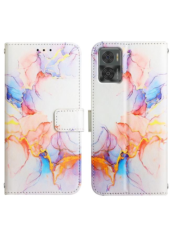 اس-توب جراب لهاتف Motorola Moto E22i 4G/E22 4G PT003 جراب هاتف جلدي قابل للطي بنمط رخامي - Image 2