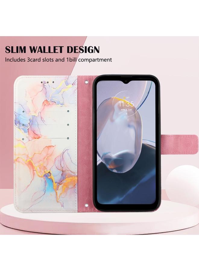 اس-توب جراب لهاتف Motorola Moto E22i 4G/E22 4G PT003 جراب هاتف جلدي قابل للطي بنمط رخامي - Image 4