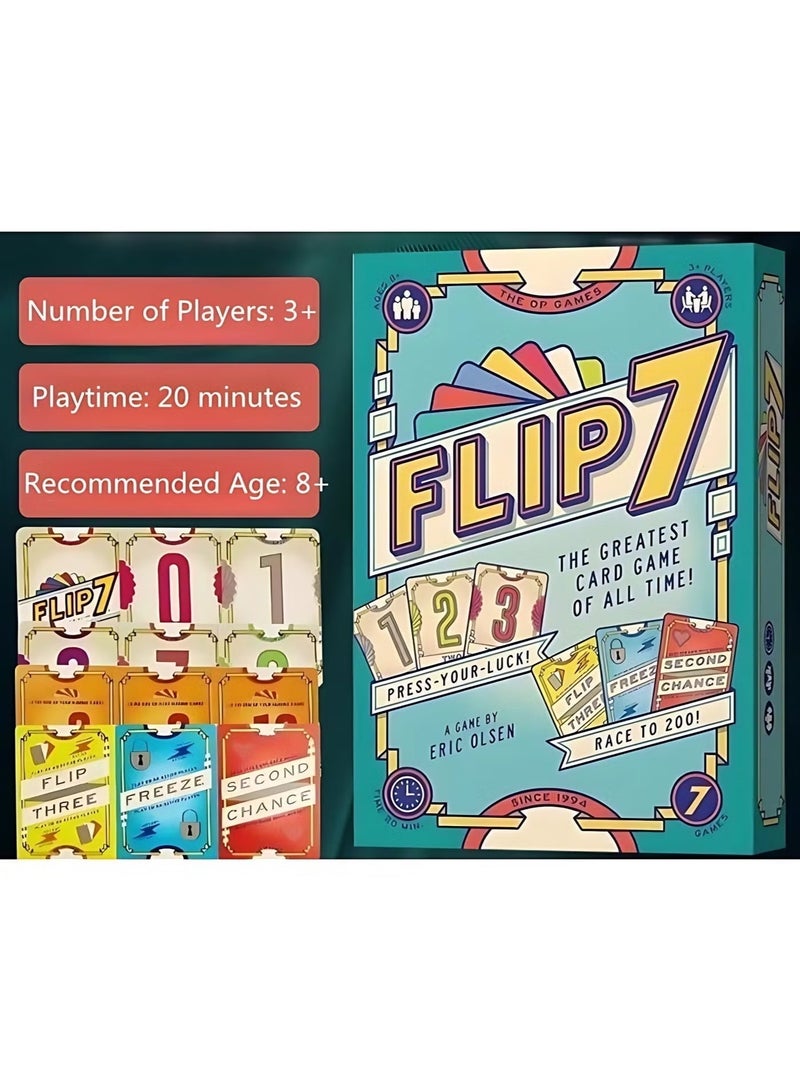Flip 7, the perfect combination of pressing your luck and strategy, a fast-paced, addictive card game, quick to learn and easy to teach, perfect for game nights, 3 players and up, ages 8 and up, play time 20 minutes - Image 1