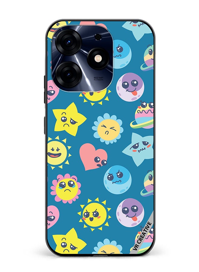 VR CREATIVE Protective Case Cover For Tecno Spark 10 Pro Various Cartoon Emoticons Design Multicolour - Image 1