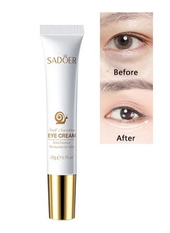 Snail Essence Moisturize Eye Cream 20g, Anti Aging, Exquisitely Repair Skin, Moisturize, Fade Eye Lines, Dark Circles and Black Spots, Shrink Pores and Tighten Skin, Moisturizing Eye Serum, Eye Care