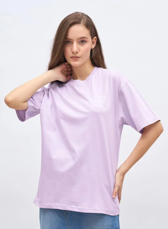 ستايلي Styli Slogan Print Oversized T-Shirt
