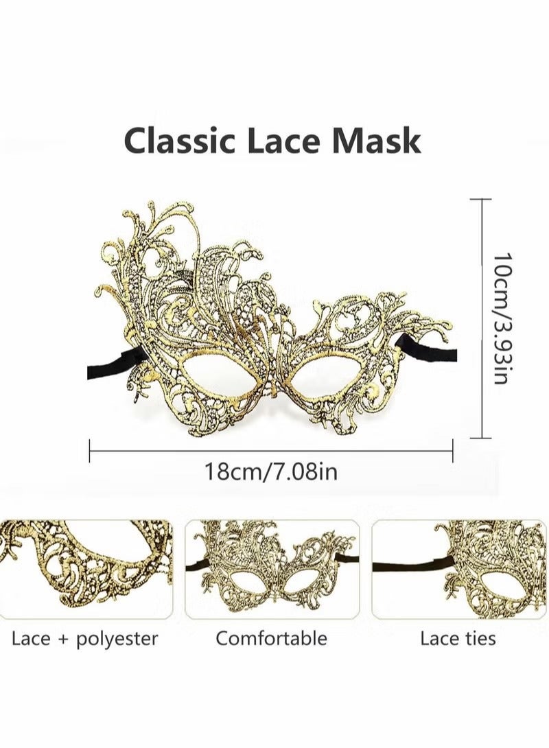 Masquerade Mask for Couples, Mardi Gras Venetian Side flower Mask, Ball Masks, Metal Prom Women Men (2 PCS) - Image 3