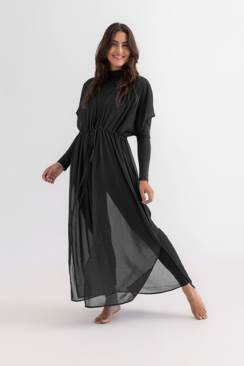 Libra Sport Chiffon Dress - Black - Image 3