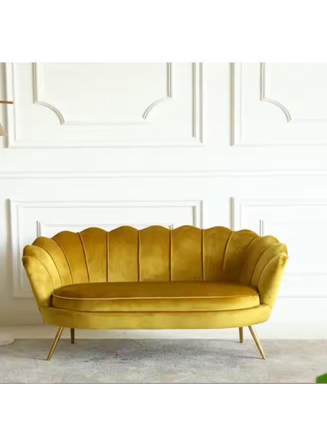 Zayn comforts Modern Royal Velvet Petal Sofa Set â€“ Luxury 2-Seater or 3-Seater Couch for Living Room, Home, or Office Comfort (Golden, 2-Seater) - Image 1