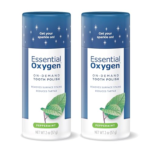 Essential Oxygen BR On-Demand Tooth Polish, Peppermint, White, 2 Ounce, Pack of 2 - Image 1