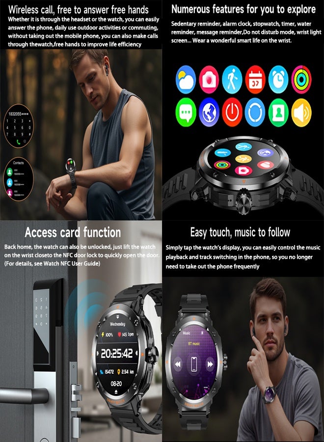 Zeemey 2-In-1 Smartwatch with Built-In TWS Earphones, HD Display, Multiple Sports Modes, Weather And Calendar Functions, Pedometer, Music Control, Wireless, NFC, Multiple UI Interface Switching, a Contact List, And Wireless Dialing Capabilities.Silicone Strap, Compatible with Ios Android HarmonyOS,Sports Smartwatch, Suitable for Men'S/Women'S Smart 2-In-1 Watch,Supports Arabic language switching - Image 3