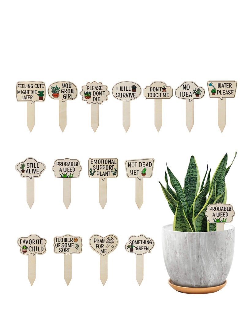Generic - Garden Plant Markers, Wooden Plant Labels Tab Funny Plant Signs with Stake, Interesting Words & Cute Patterns Garden Tags Labels for Outdoor Indoor Patio Supplies, Funny Gardening Gifts - Image 1