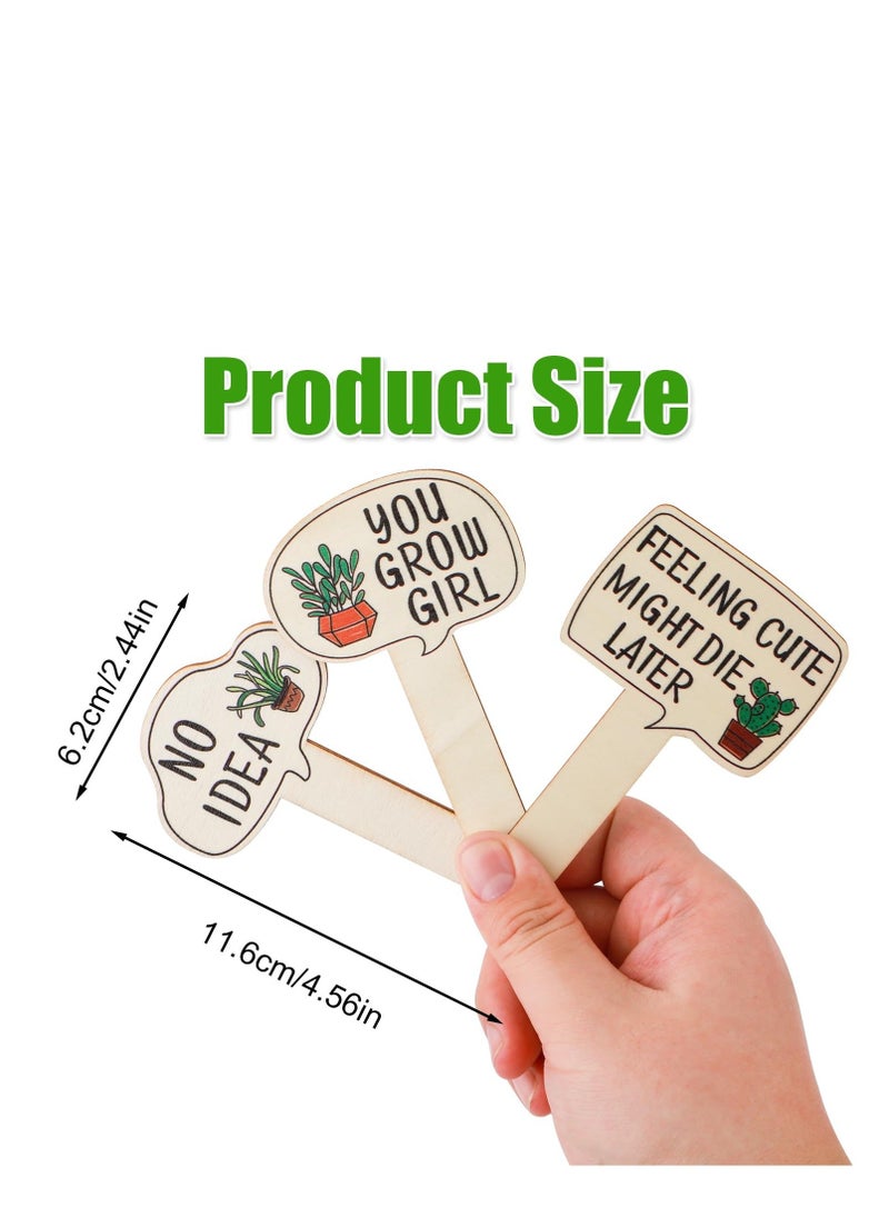 Generic - Garden Plant Markers, Wooden Plant Labels Tab Funny Plant Signs with Stake, Interesting Words & Cute Patterns Garden Tags Labels for Outdoor Indoor Patio Supplies, Funny Gardening Gifts - Image 1