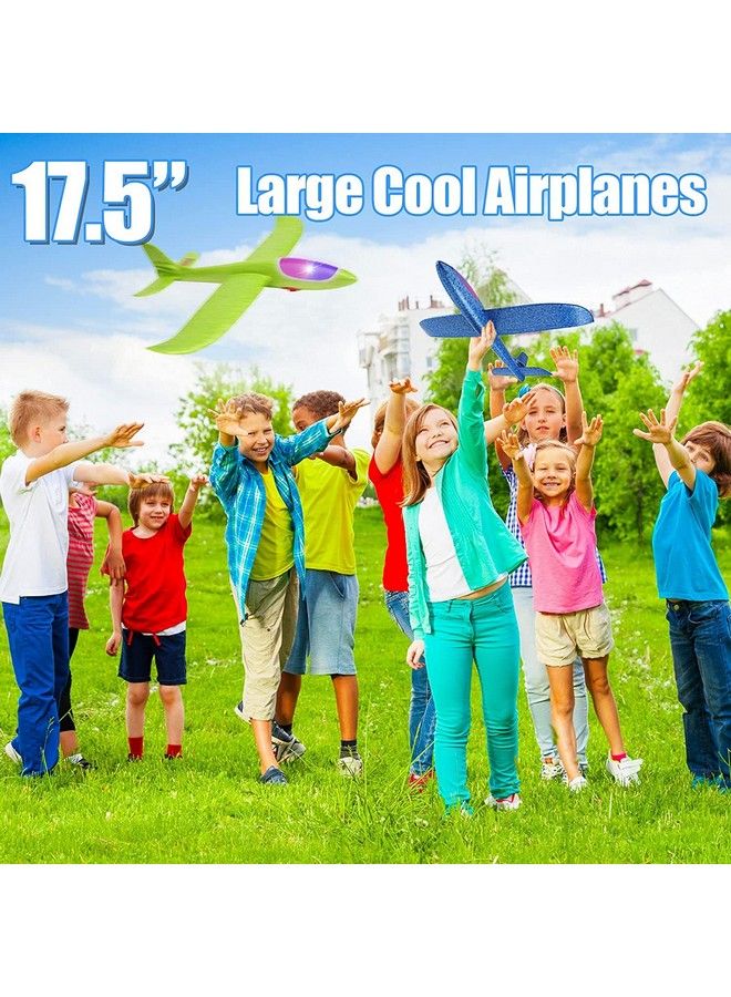 Bootaa 4 Pack Led Light Airplane17.5" Large Throwing Foam Plane2 Flight Mode Gliderflying Toy For Kidsgifts For 3 4 5 6 7 8 9 Years Old Boyoutdoor Sport Toys Birthday Party Favors Foam Airplane - Image 3