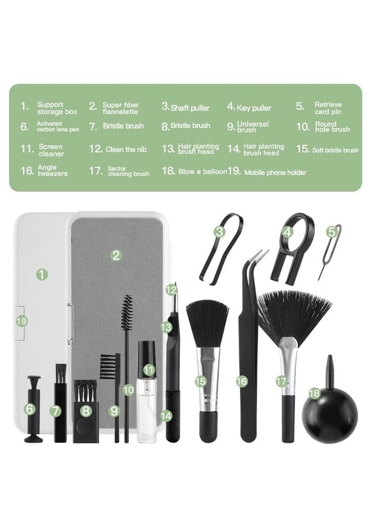 19 in 1 Multifunctional Cleaning Kit Keyboard Cleaner Kit for Laptop, Phone, Camera, Earphones.with Brush, Cleaning Pen, Keycap Puller, Built-in Phone Holder - Image 3