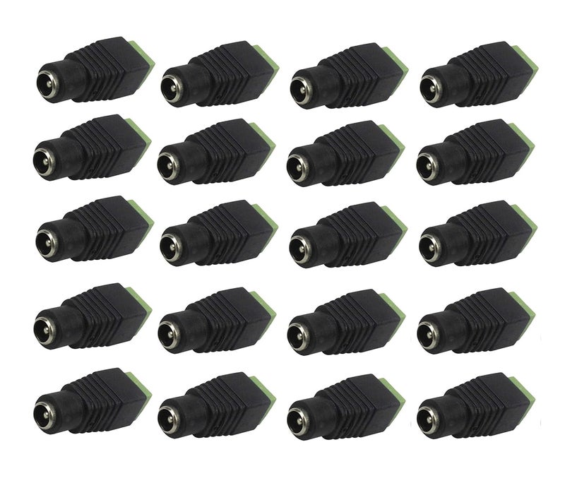 INVENTO 20Pcs DC Female Jack Plug 55x21mm with Screw Terminal Connector For CCTV Camera LED Strips DC Connections DIY Projects - Image 1