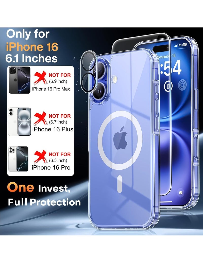 Raxoom iPhone 16 Clear Case with Screen Protector & Camera Lens Protector â€“ Slim, Shockproof Silicone TPU Bumper & Hard PC Cover, Compatible with MagSafe â€“ Transparent - Image 3