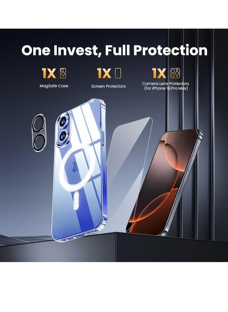 Raxoom iPhone 16 Clear Case with Screen Protector & Camera Lens Protector â€“ Slim, Shockproof Silicone TPU Bumper & Hard PC Cover, Compatible with MagSafe â€“ Transparent - Image 2