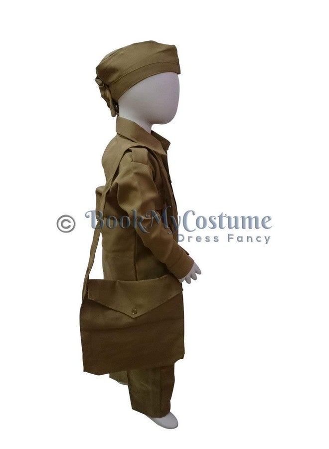 بوك ماي كوستيوم BookMyCostume داكيا ساعي البريد الهندي مع قبعة وحقيبة كاكي كلاسيكية، زي تنكري للأطفال من عمر 5 إلى 6 سنوات - Image 2