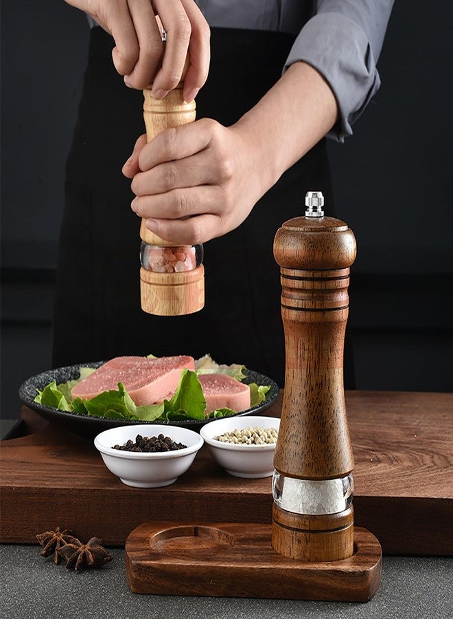 GZLT Wooden Salt and Pepper Shakers,Wood Salt and Pepper Grinder Set - Image 3