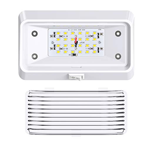 Leisure LED ضوء شرفة خارجي LED للترفيه مع مفتاح - 12 فولت 280 لومن. إضاءة بديلة للسيارات الترفيهية، والمقطورات، والمخيمات، والعجلات الخامسة. قاعدة بيضاء، عدسة شفافة وبرتقالية (بيضاء، عبوة واحدة) - Image 3