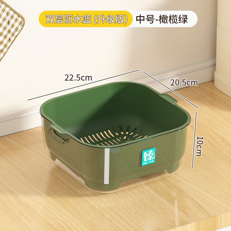 Pet Double-Layer Draining Basket Household Vegetable And Fruit Large Capacity Storage Basket Kitchen Multi-Functional Fruit And Vegetable Washing Basket - Image 1