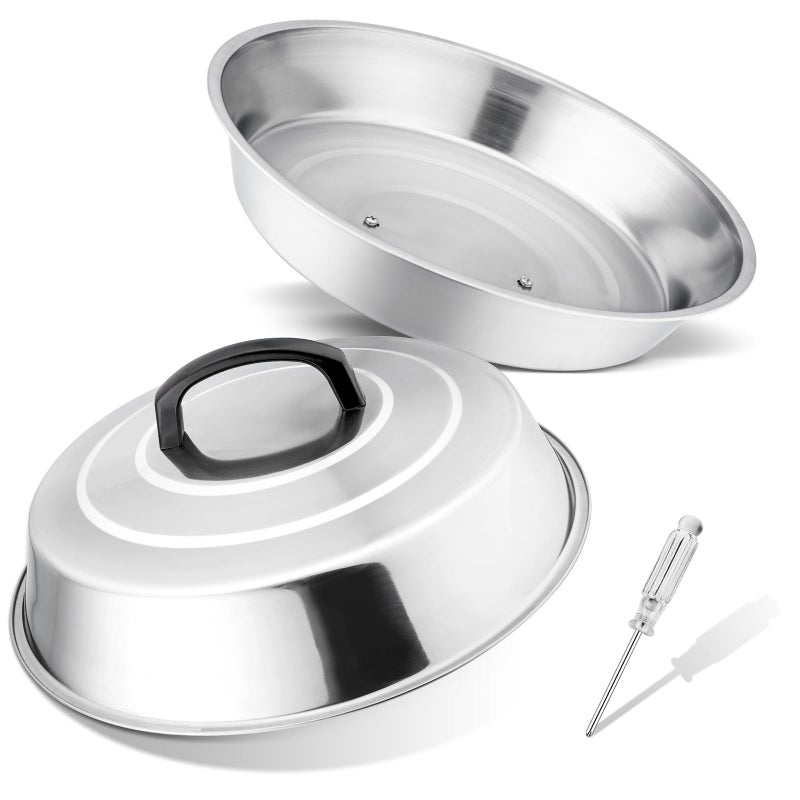 Cheese Melting Dome Set of 2 Leonyo 12 Metal Steam Basting Cover for Griddle Grill Stainless Steel Griddle Accessories for BBQ Flat Top Kitchen Cooking Hamburger Dishwasher Safe