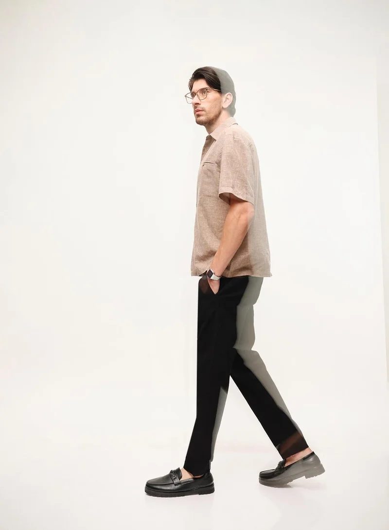 Dennis Lingo  Brown Solid Print Button Down Boxy Shirt For Men for Men | Best Price UAE