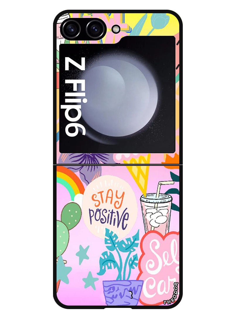 Theodor Protective Case Anti Scratch Shock Proof Bumper Cover For Samsung Galaxy Z Flip 6 Stay Positive - Image 1
