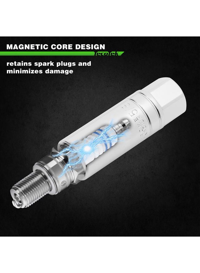 TecoTek 5 Piece 3/8-Inch Drive Magnetic Spark Plug Socket Set, Includes 14mm, 16mm Thin Wall Sockets and 9/16-inch, 5/8-inch, 13/16-inch Sockets, 6-Point and 12-Point, CR-V, Enhanced Magnetic Design - Image 4
