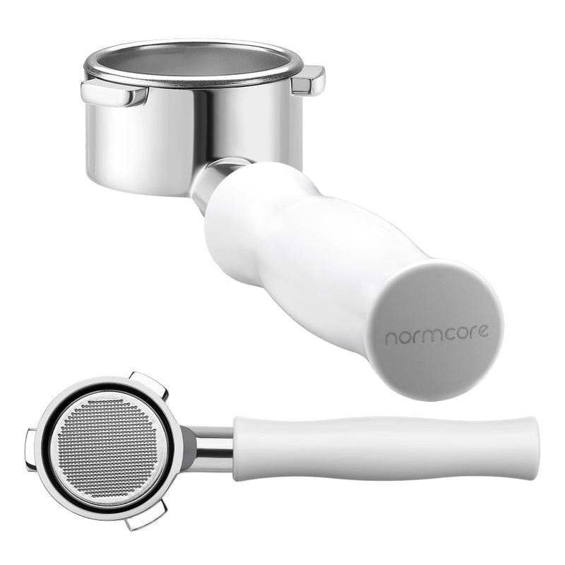 Normcore 54mm Bottomless Portafilter Fits Breville Sage Barista Express Machines BaristaGrade Naked Espresso Tool Included 18g Filter Basket Anodized Aluminum Handle White