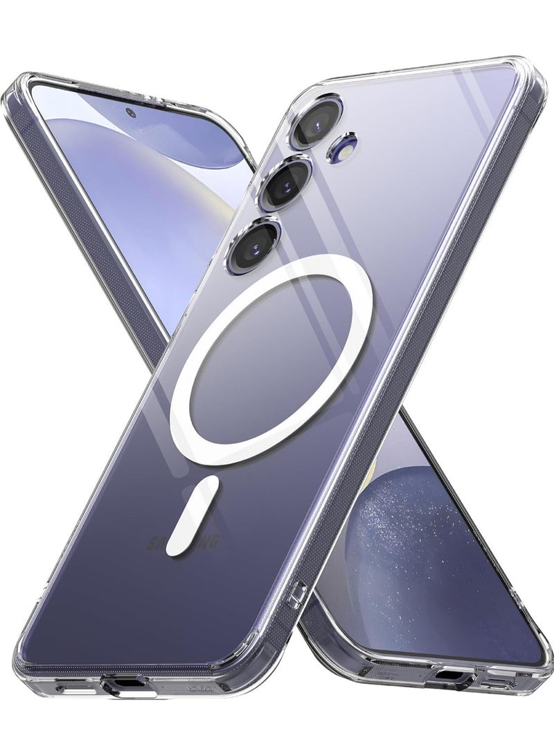 Fusion Magnetic [Compatible with MagSafe] Designed for Samsung Galaxy S24 Case, Transparent Shockproof TPU Bumper Sturdy Protective Phone Cover for Magnetic Accessories - Clear - Image 1