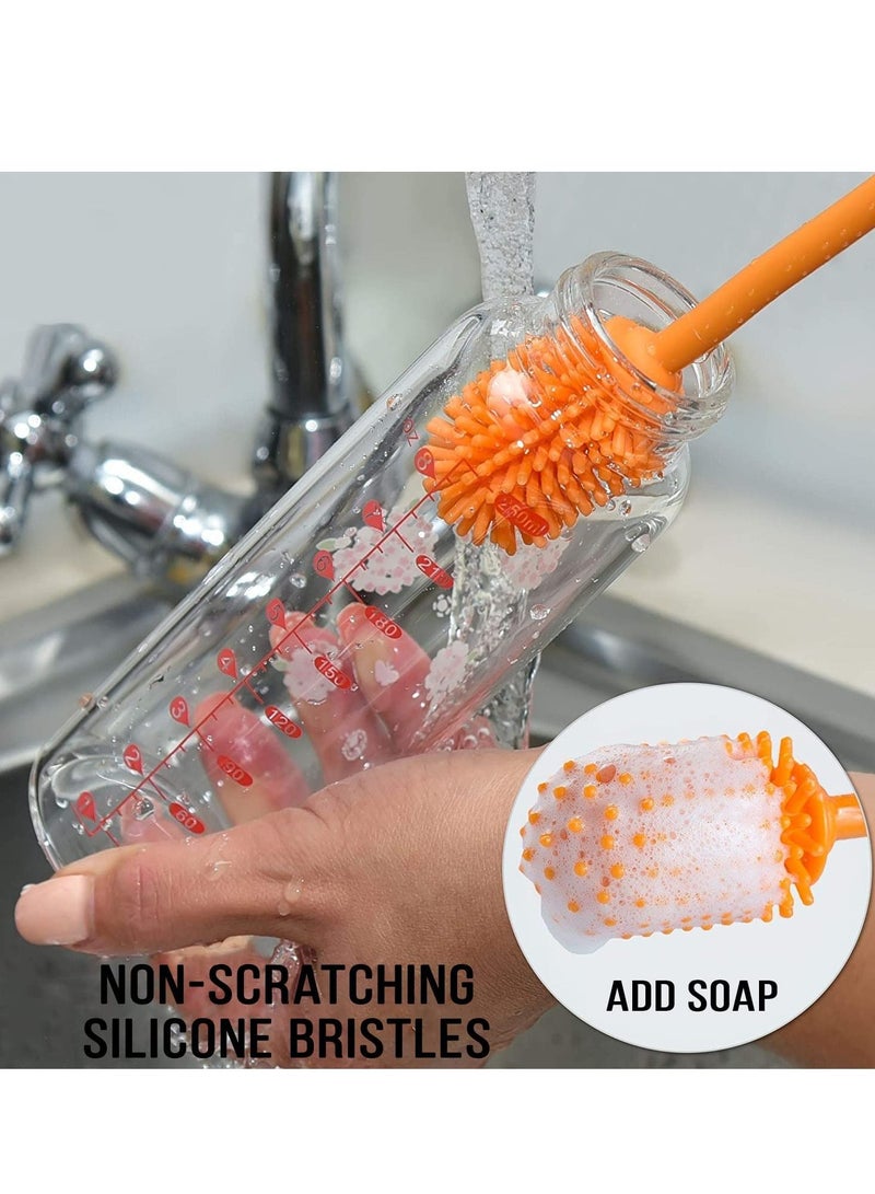 Silicone Bottle Brush - One 12.5" Bottle Cleaner for your  Sports Bottle Vase and Glassware - Best Antibacterial Water Bottle Cleaning Brush for Washing Narrow Neck Containers - Image 4